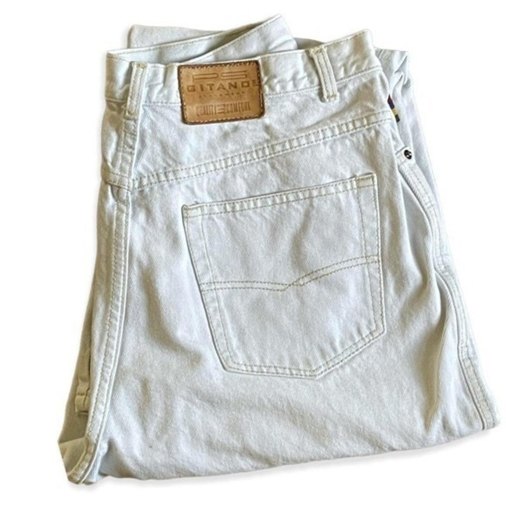 Vintage Gitano 80s 90s White Light Wash Denim Cotton High Rise Mom Jeans Size 18